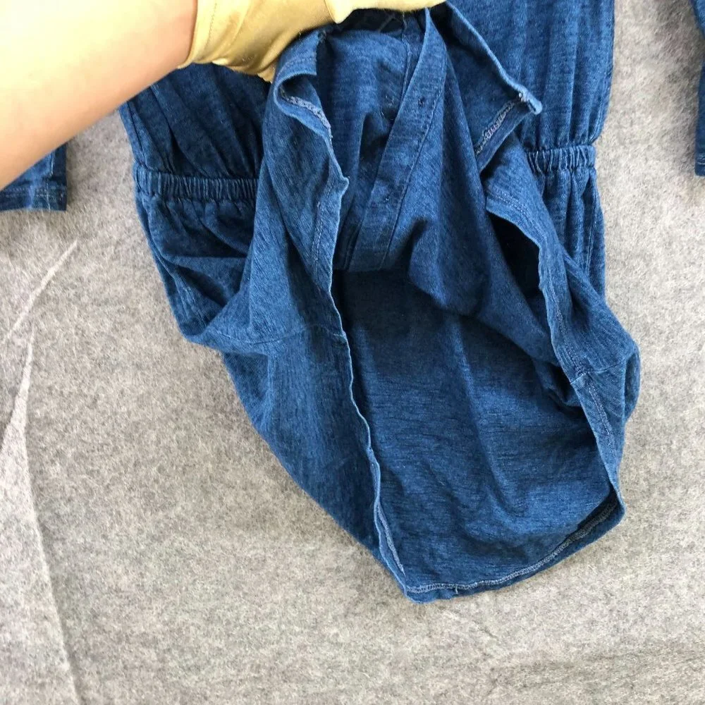 Splendid Girls Size 10 Blue Shirt‎ Dress A-line Cotton 1/2 Sleeve Pocket Front